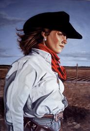 Bob Diven, painting, portrait, realistic, cowgirl, new mexico, artist, painter