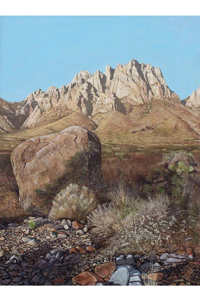 organ mountains, painting, new mexico, las cruces, bob diven, realistic, painting